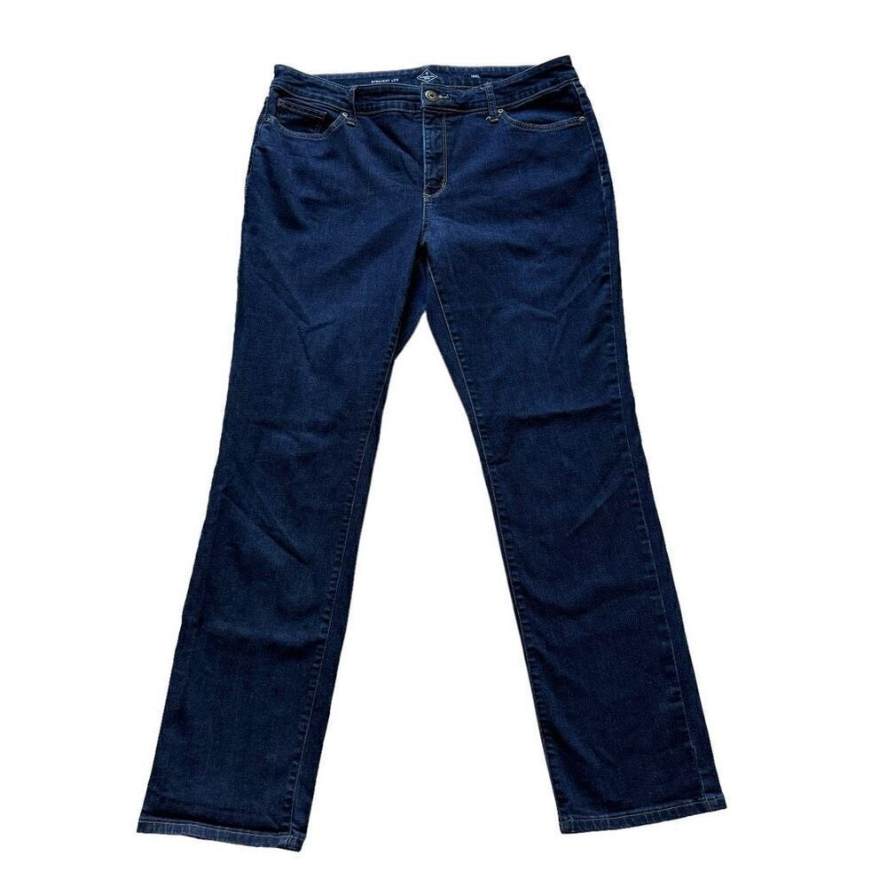 St John’s Bay Dark Blue Straight Leg  High Rise Tall Long Denim SZ 16WL #2047
